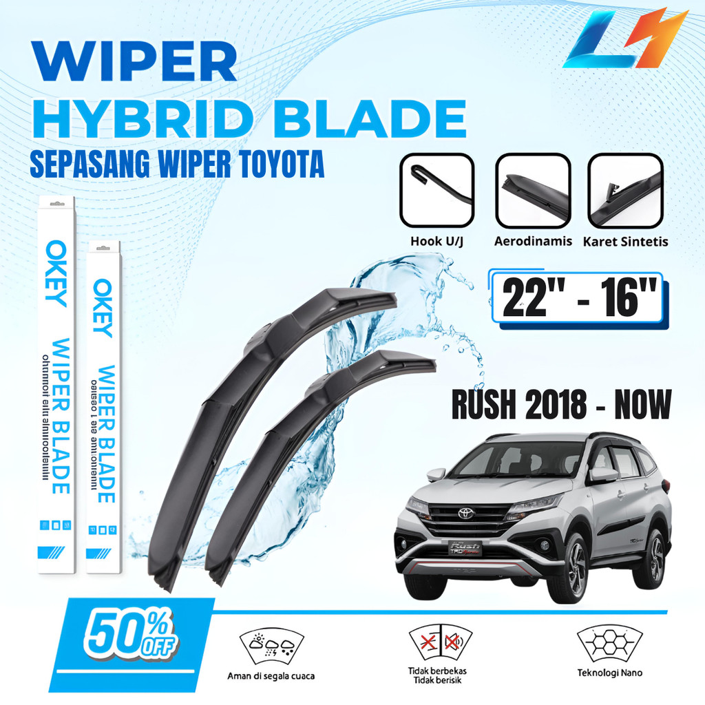 Wiper Toyota Rush 2018-Sekarang Hybrid Kaca Depan Mobil