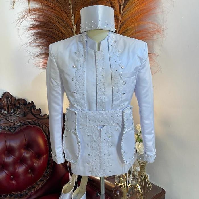 Beskap pengantin Sunda / Beskap Sunda / Baju pengantin pria - Putih, M