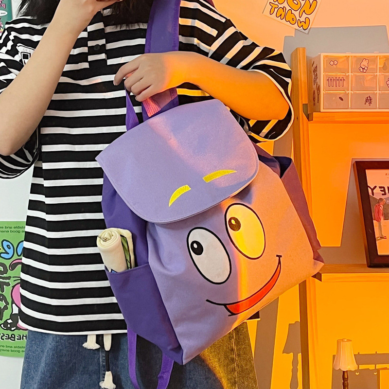 Kawaii Dora The Explorer Backpack Cartoon New Dora Map Large Capacity Messenger Bag Student A4