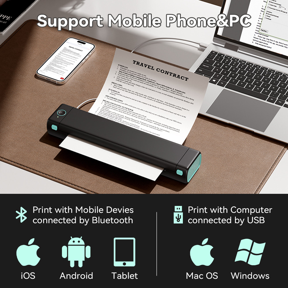 Phomemo M08F Portable A4 Paper Printer Tattoo Printer Thermal Paper Maker Mini Wireless Bluetooth