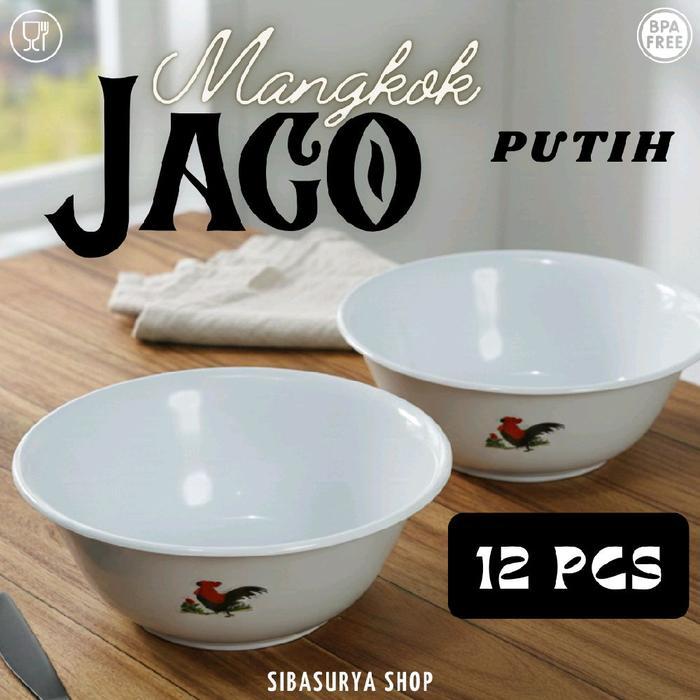 Mangkok Jago Putih Plastik 12 Pcs ( 1 Lusin ) - Mangkok Jago Legendaris Bpa Free