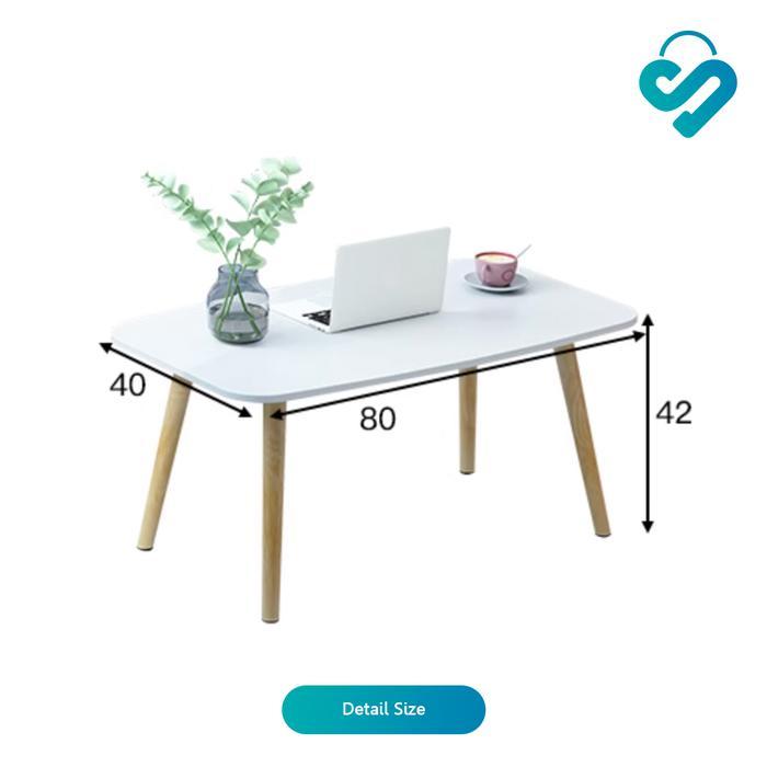 Promo [Sh] Cod Meja Ruang Tamu Minimalis Coffee Table Meja Estetik Nordic Meja Ikea Kaki Kayu Bulat