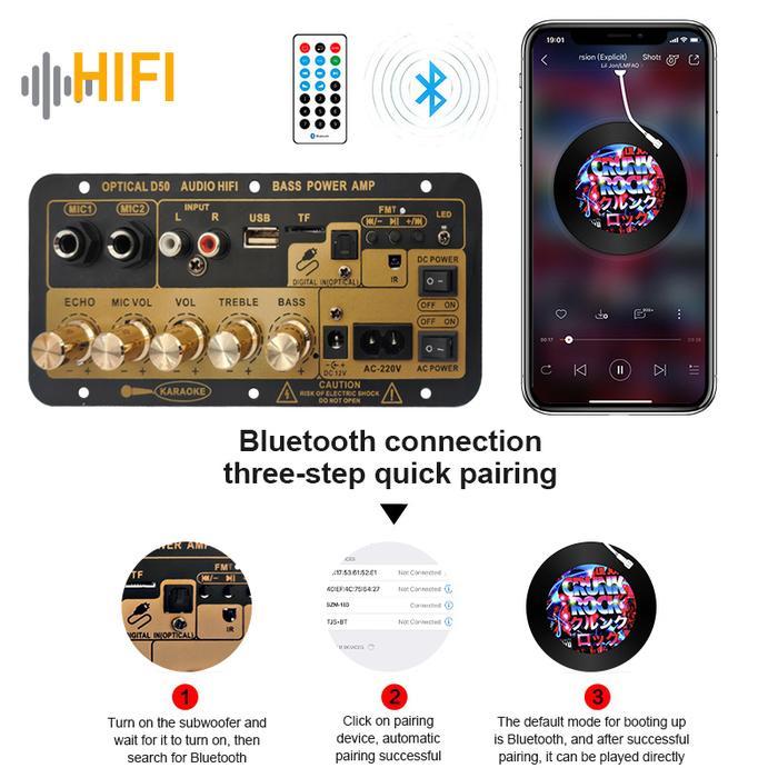 CODTerbaru D50/D30 Papan Amplifier Audio Mobil Bluetooth Digital Amplifier Board Fiber Optic Input