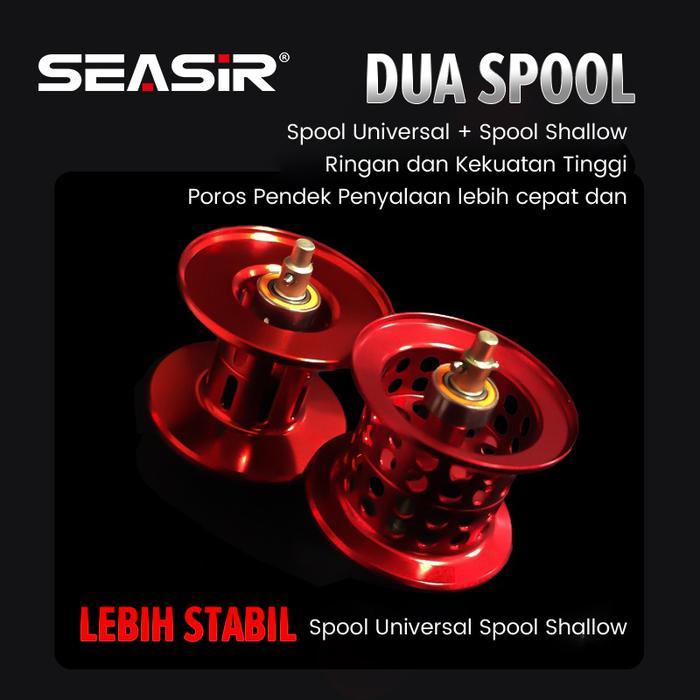 Seasir MANSORY bc Reel Pancing Baitcasting, Kiri/Kanan 2 Kumparan + Gagang Pegangan Rangka Serat