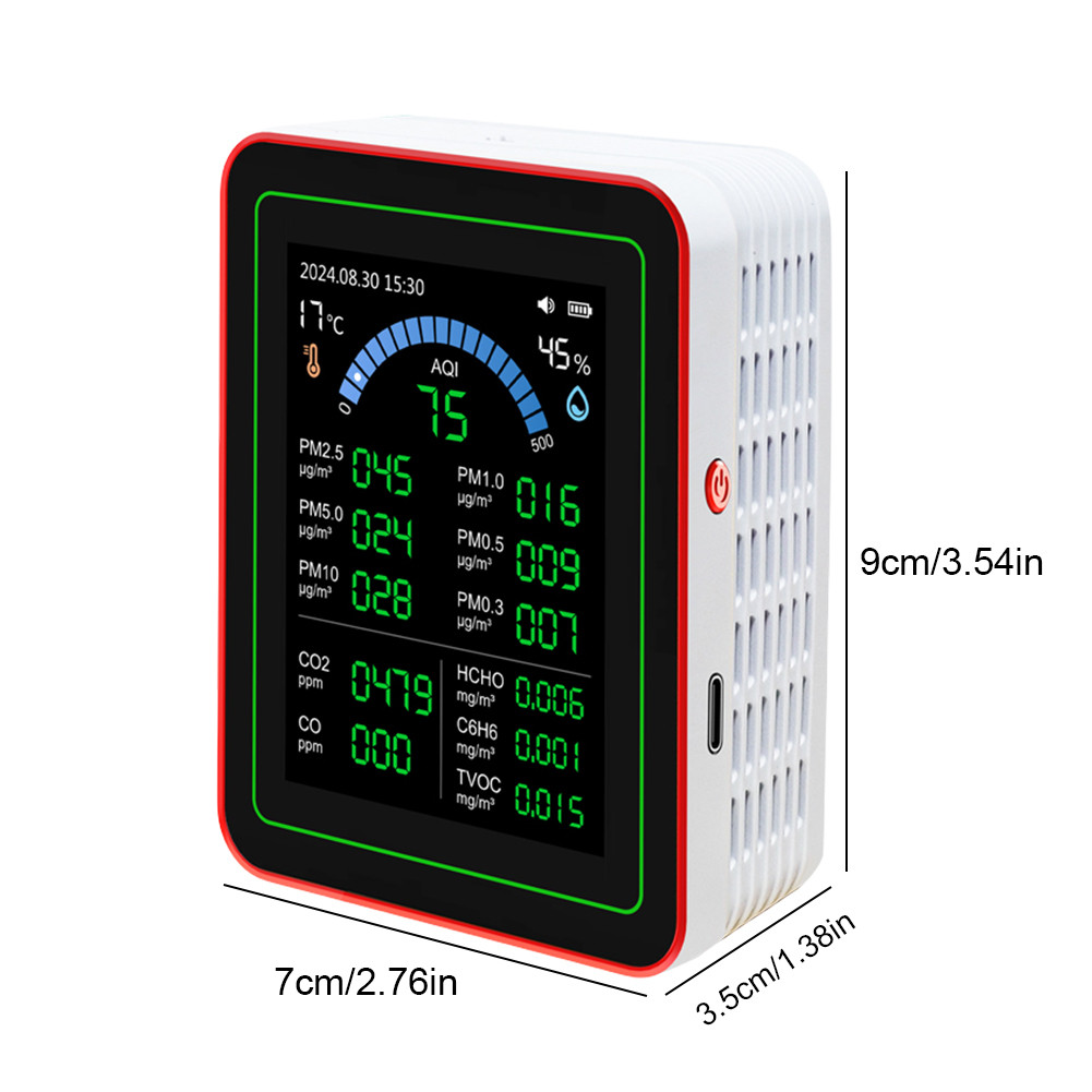 18 In 1 Indoor RealTime Air Detetor Sensors Detet O2 PM2.5PM10 HHO TVO Portable Air Quality Tester