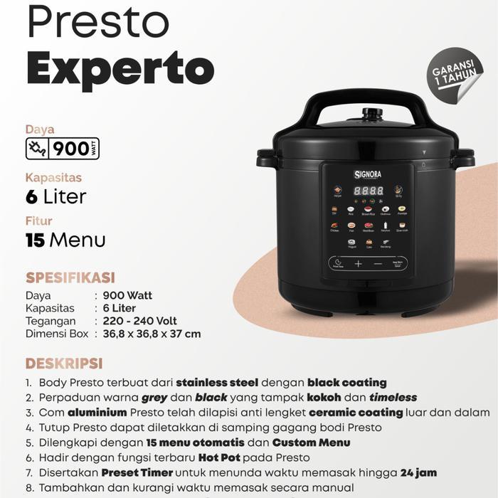Signora Presto Experto 6 Liter Presto Listrik