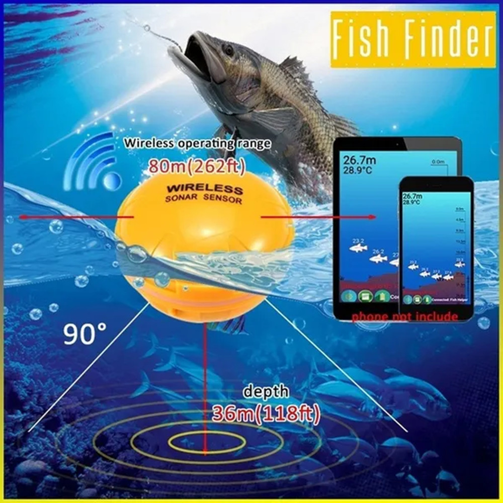 PUPOPAN 100M Brand New Smart Phone Fish Finder Sonar Bluetooth Intelligent Fish Finder Android & Ios