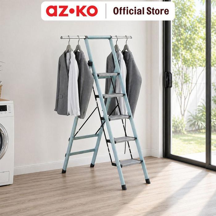 COCHONS AZKO Krisbow Tangga Lipat Dengan Pole Ekstensi 5 Step 1.6 Meter - Biru Ladder Lipat Tangga