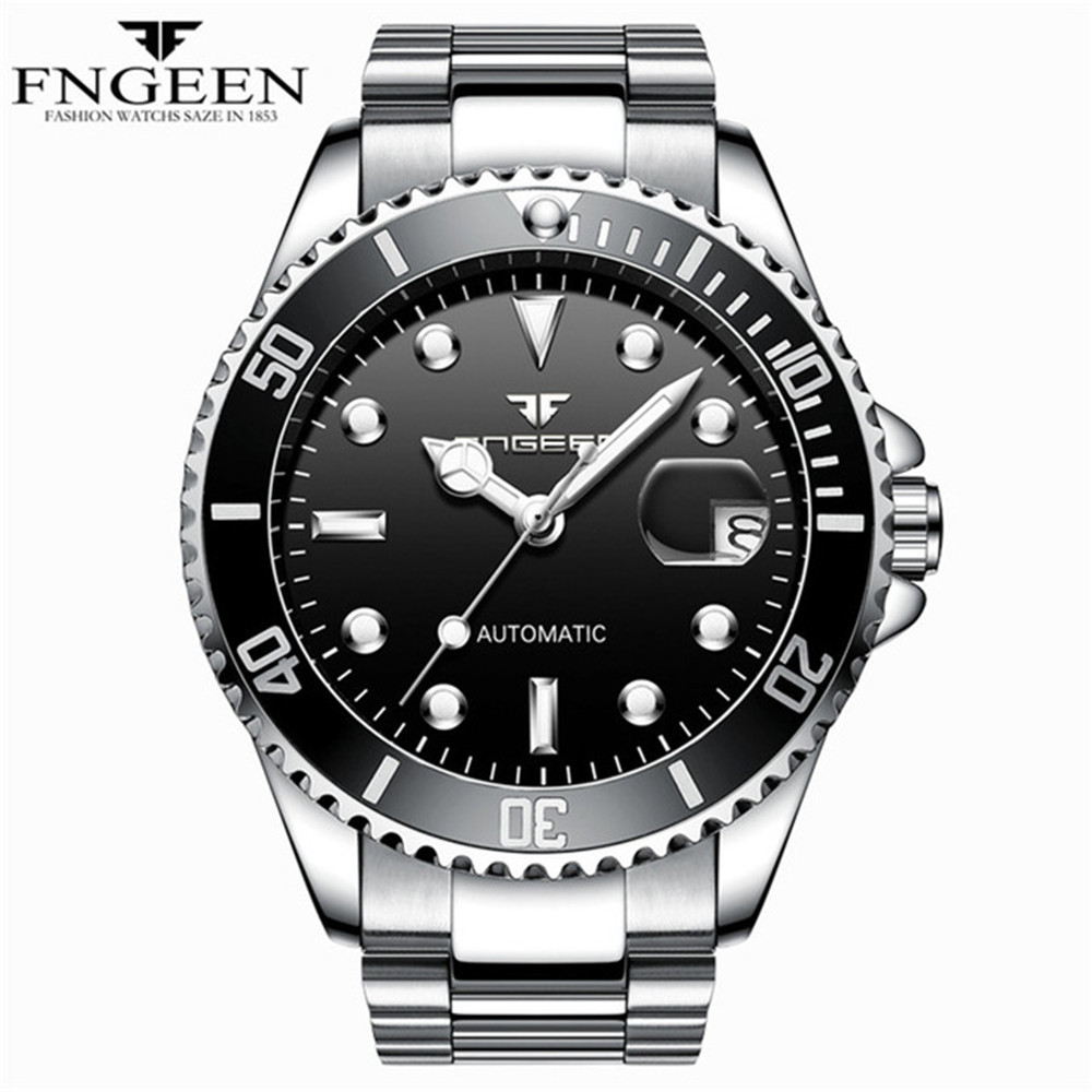 FNGEEN 9001 Luxury Brand Men tch Steel Tourbillon Skeleton Mechanical tches Luminous Automatic Date