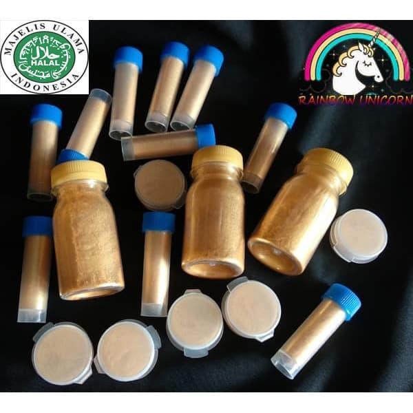 HALAL METALLIC GOLD LUSTRE DUST EMAS EDIBLE COKLAT LUSTER CAKE KUE 1G