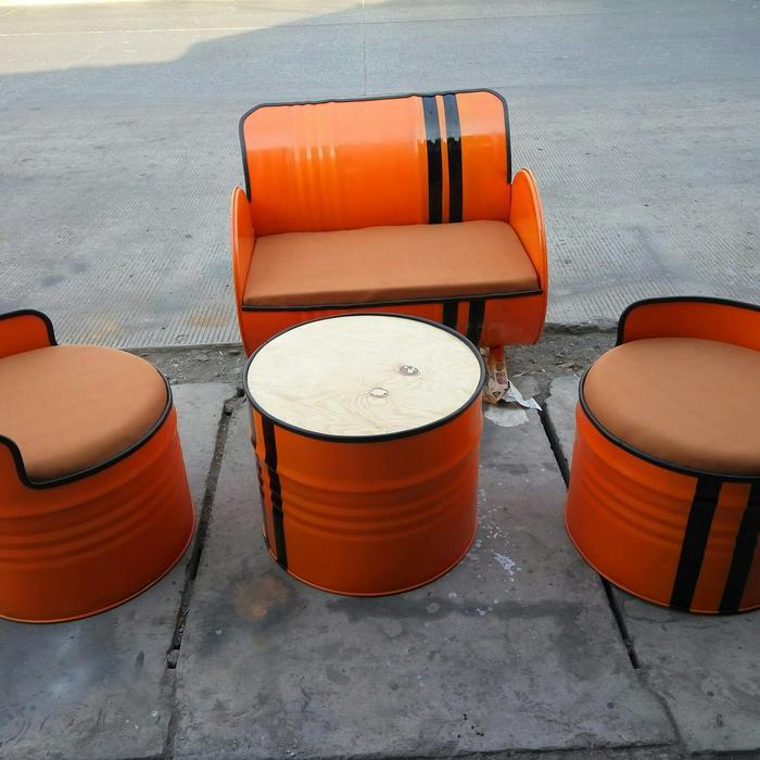 meja drum kursi drum 1set meja dan kursi tamu unik mewah