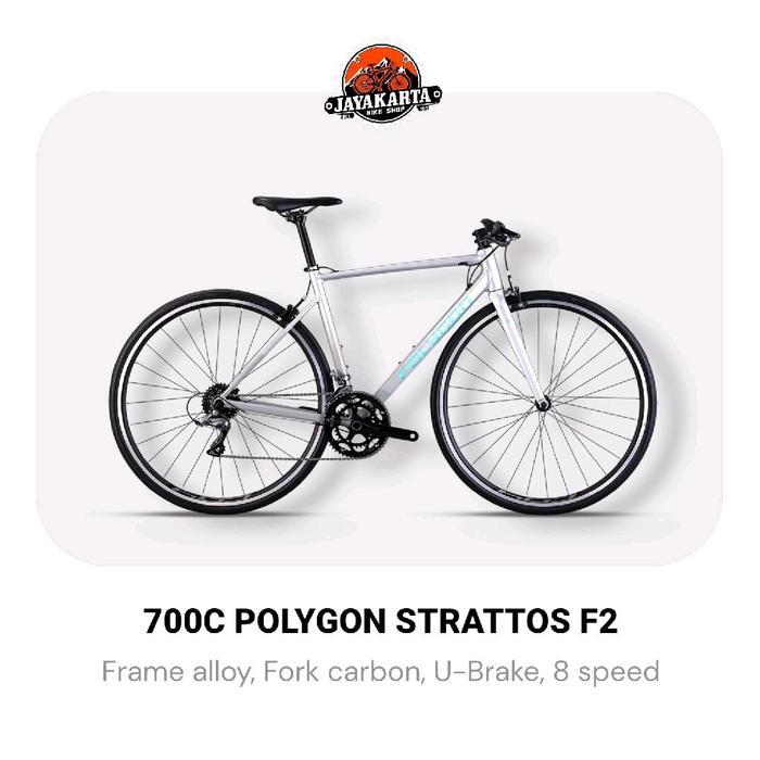 700C Polygon Strattos F2 HYBRID Sepeda Frame Alloy Fork Carbon U-Brake 8 Speed