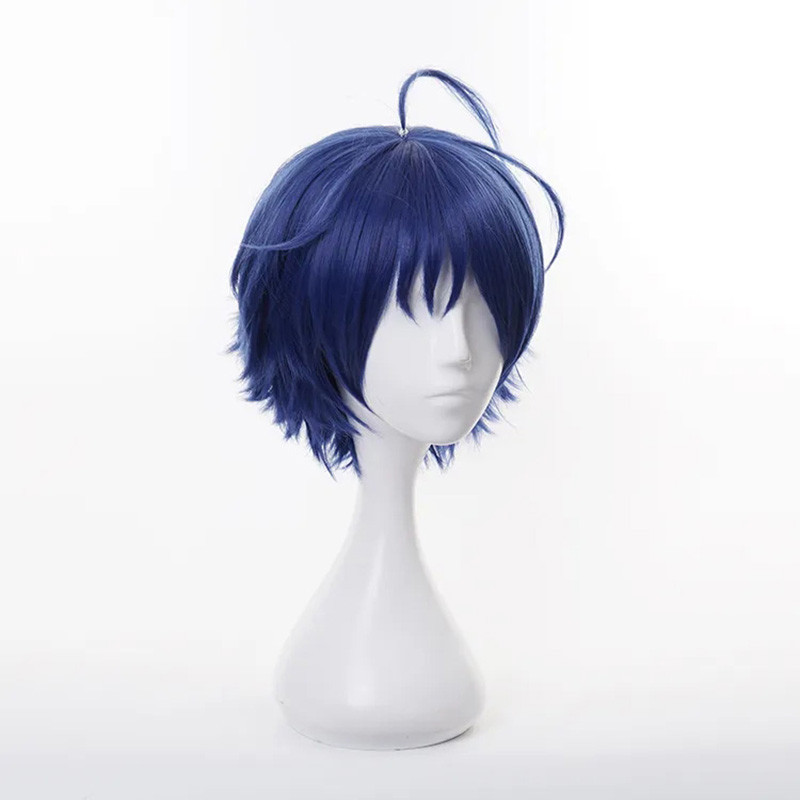 Wonder Egg Priority Ohto Ai Cosplay Wig Blue Short Hair Wig Woman Girl Bobo Curly Headgear Halloween