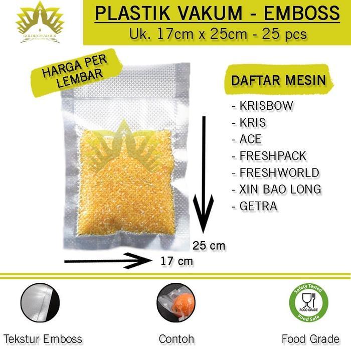 PLASTIK VAKUM EMBOSS 17X25/ VACCUM EMBOS/ VACUUM MAKANAN