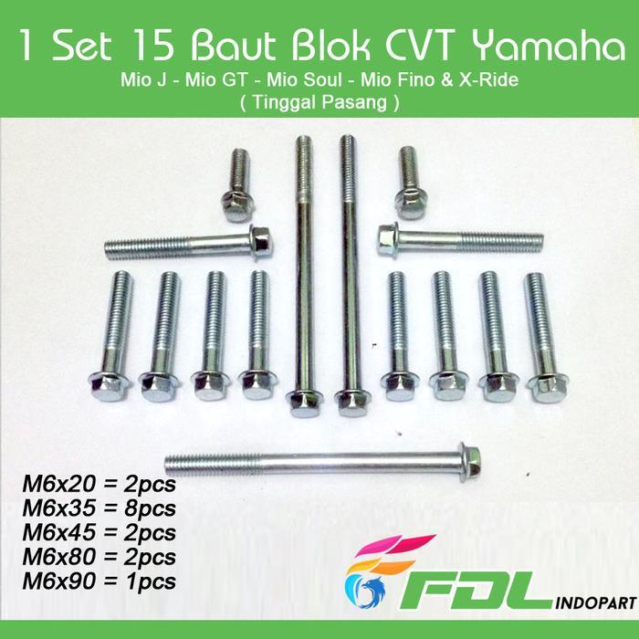"New" [ PAKET ] 1 SET 15 BAUT CVT BAUT BLOK MESIN MIO J MIO SOUL GT MIO SOUL