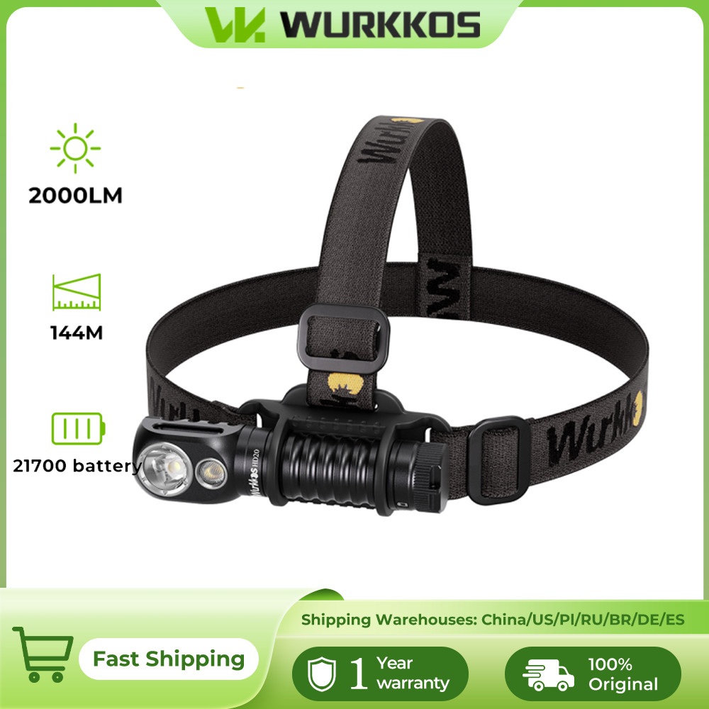 Wurkkos Hd20 Headlamp Rechargeable 21700 Headlight 2000Lm Dual Led Lh351D Xpl Usb Reverse Charge