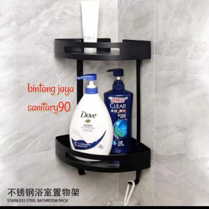 Rak sudut aluminium hitam rak sudut sabun botol aluminium hitam