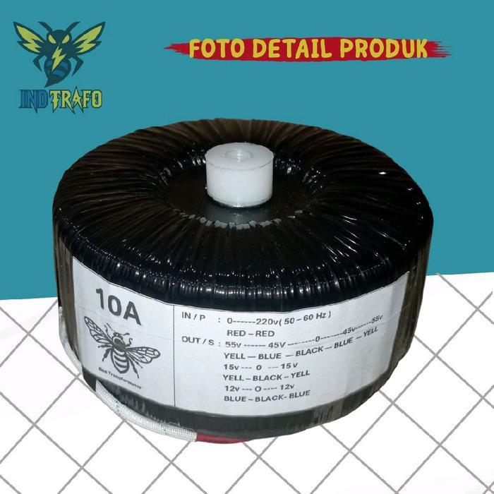 trafo toroid donat 10 ampere ct 55v - 45v