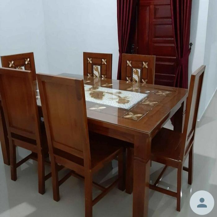 Meja Makan Kayu Jati Kursi 6 Set Meja Makan Jati Jepara