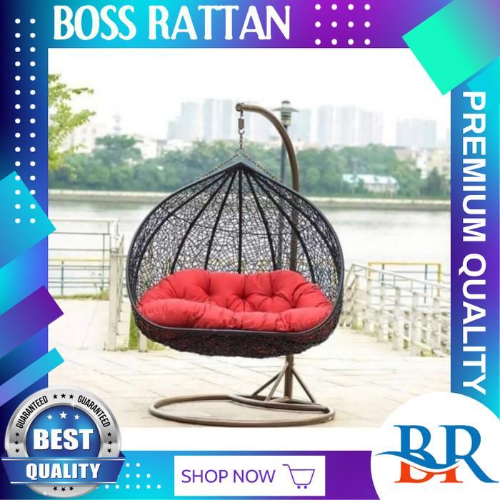 Ayunan Kursi Gantung Rotan Sintetis Semi Jumbo Santai Teras Rumah Set