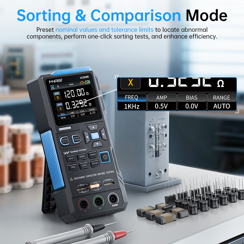 FNIRSI LC1020E Digital Bridge Handheld LCR Meter Tester Auto-Ranging Inductance, Capacitance,