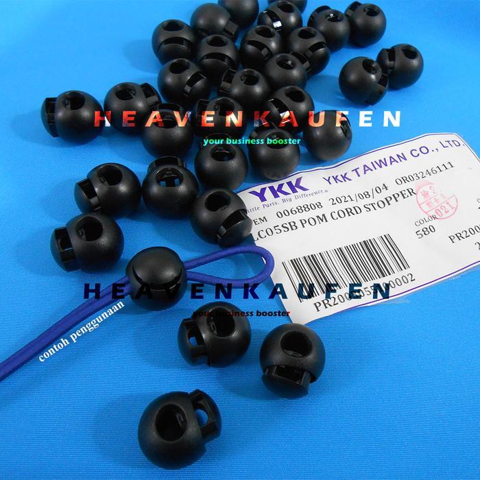 Stopper Tali YKK Cord Stopper Model Bulat Warna Hitam Harga Per Biji