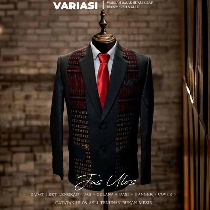 Jas Ulos batak pria Tumtuman Asli Merah & Gold