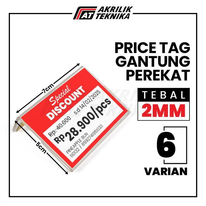 Price Tag Label Akrilik / Display Papan Harga Gantung