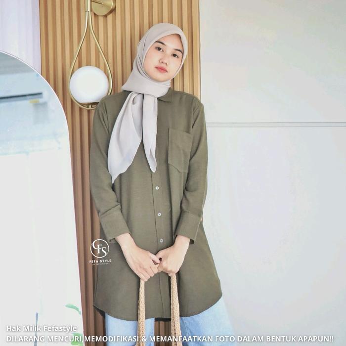 FEFA STYLE - KEMEJA TUNIK LINEN CRINKLE - LARISSA TUNIK WANITA