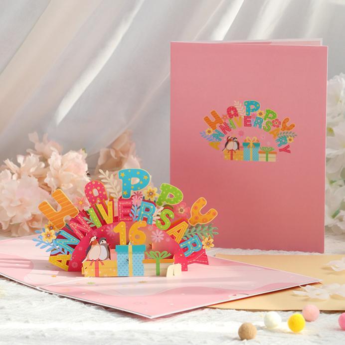Kartu Ucapan Ulang Tahun Pernikahan 3D Popup Card Anniversary Wedding