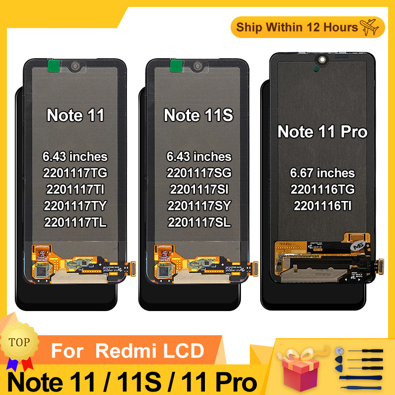 AMOLED For Xiaomi Redmi Note 11 Global LCD NOTE 11S Display Screen Digitizer 2201117TG For Redmi