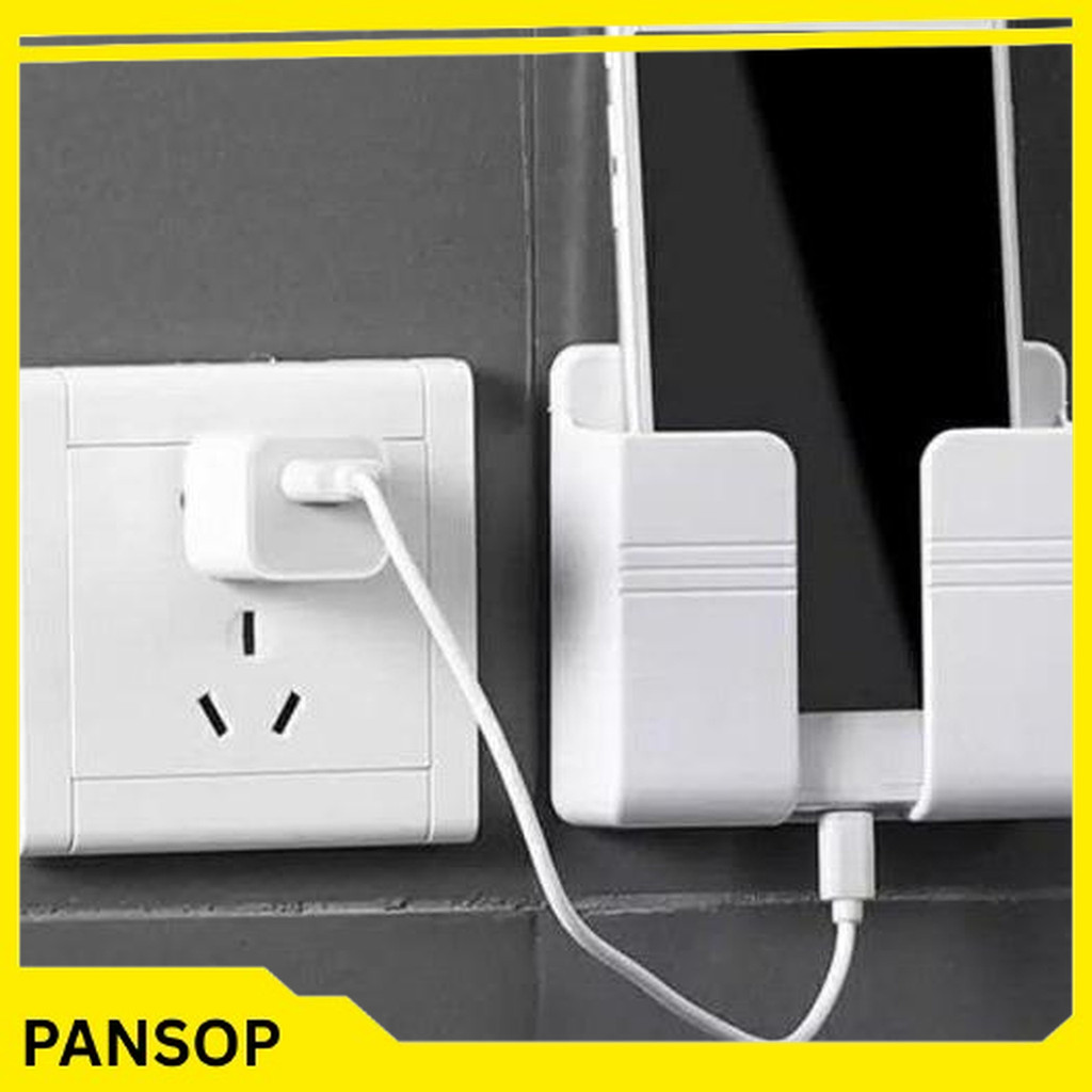 holder hp tempel dinding rak remote charger tembok stand phone holder hitam free ongkir