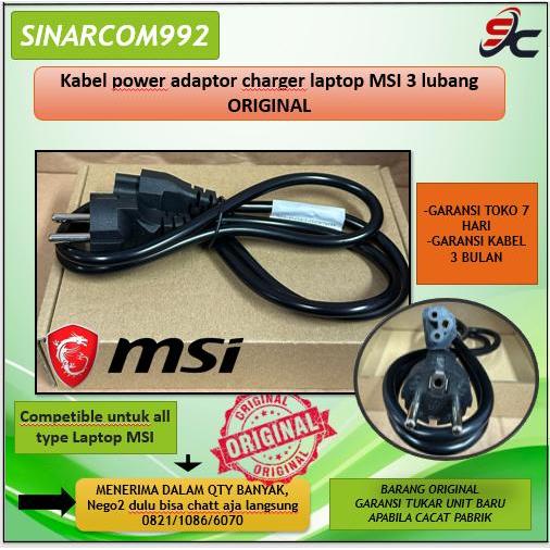 Kabel power adaptor charger laptop MSI 3 lubang ORIGINAL
