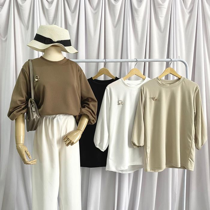 Bery - Blouse Meta Bahan Knit Baju Panjang / Beli Lokal / Tiktok Re-Launch Muslim Wanita Atasan Top