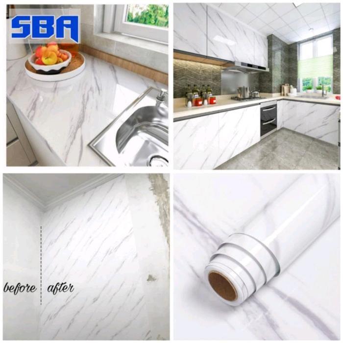 122cm10M wallpaper dinding motif marmer anti air stiker lantai anti minyak dan panas dan air serba