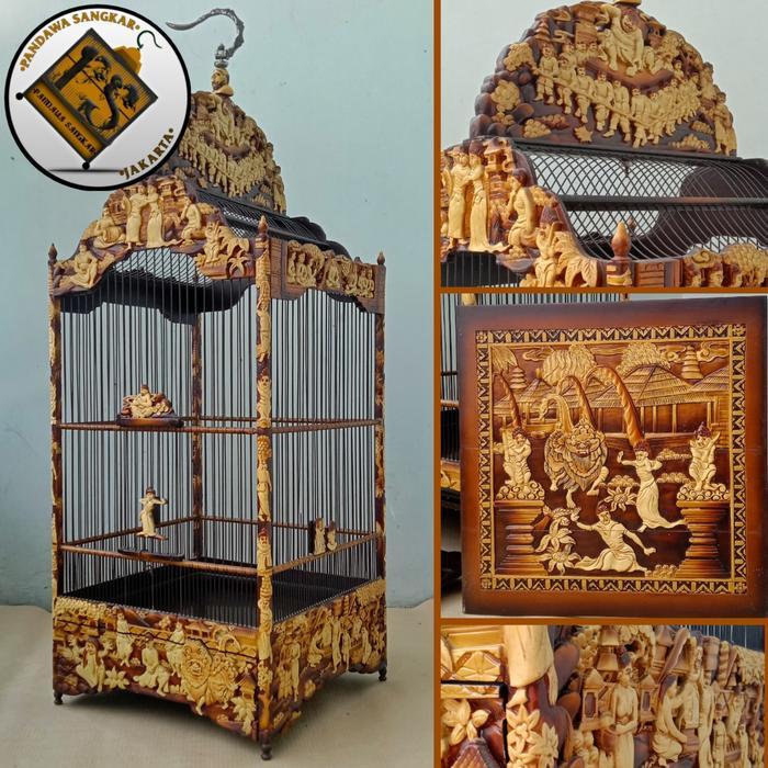 SANGKAR/KANDANG KOTAK UKIR JATI PREMIUM NO. 2
