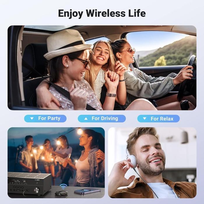 Ugreen 90748 Car Bluetooth 5.3 Audio Receiver With Audio & Mic Untuk Mobil Tape Radio Headset