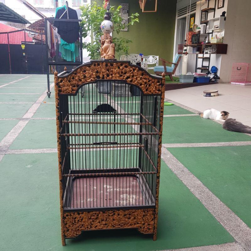 sangkar burung ukir ASLI KAYU UKIR