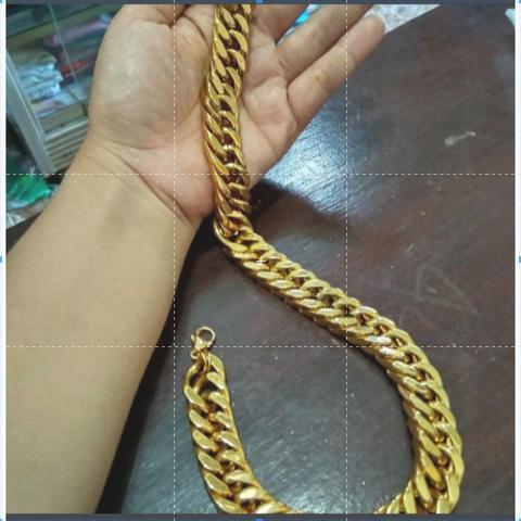 Kalung Pria Rantai Besar Titanium Anti Karat Ukuran Jumbo