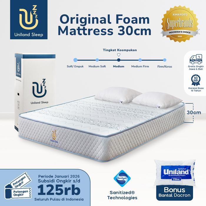 Kasur Busa Uniland Sleep Original 30cm Foam Mattress Box FREE BANTAL