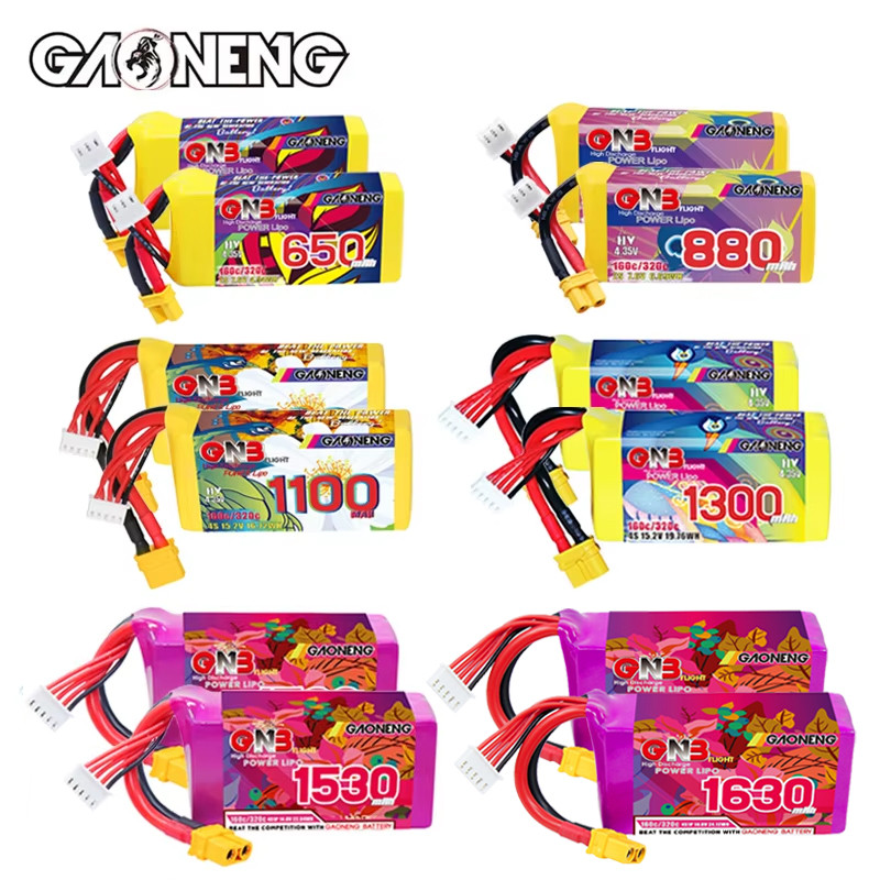 2Pcs Gnb 2S 3S 4S 6S 8S 160C Rechargeable Lipo Battery 650/880/1100/1300/1400/1530/1630Mah For Fpv