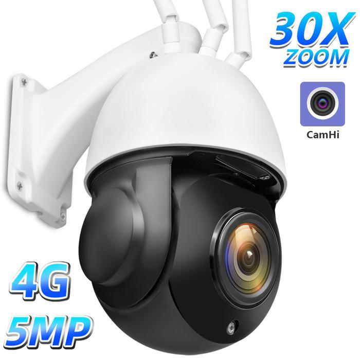Ip Camera With 4G Sim Card 5Mp Outdoor Ptz Camera Wifi Cctv 30X Zoom
