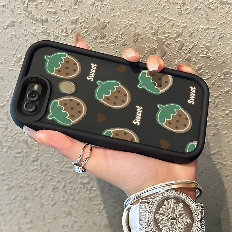 Casing Hp Untuk OPPO A7 OPPO A5s OPPO A12 OPPO A12S A11k Case Motif stroberi kartun Kasing Silicone 