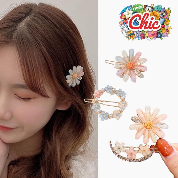Jepit Rambut Versi Korea Dari Berlian Imitasi Bunga Lucu