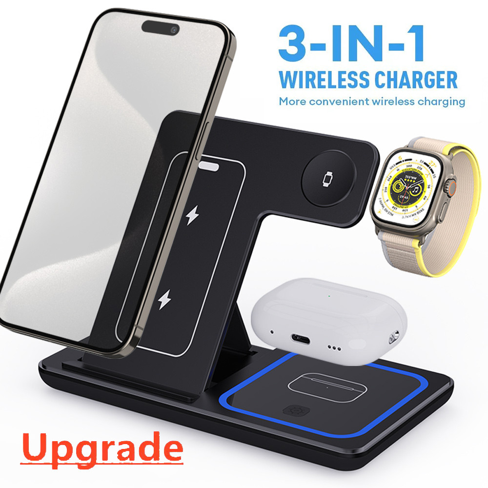 Magnetic Wireless Charger Stand for iPhone 16 15 14 13 12 Pro Max Apple Watch 8 7 Airpods Pro 3 In 1
