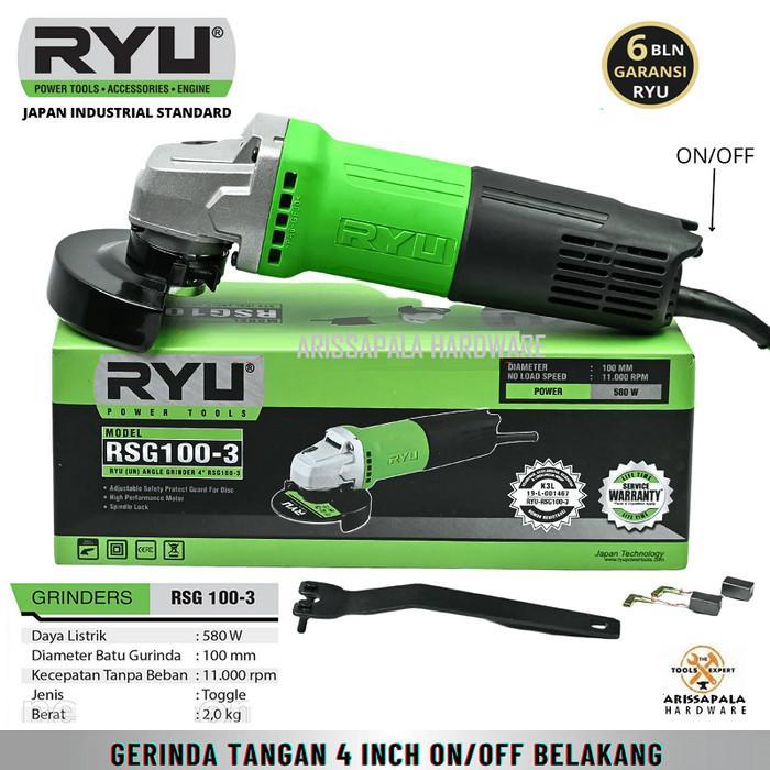 Ryu Mesin Gerinda Tangan Ryu Tekiro Angle Grinder Grinda Ryu Rsg 100-3
