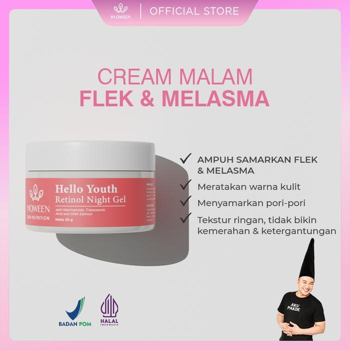 Hiqween Skin Nutrition Cream Malam Retinol Night Gel Mencerahkan Atasi Flek Hitam Melasma Pori Pori