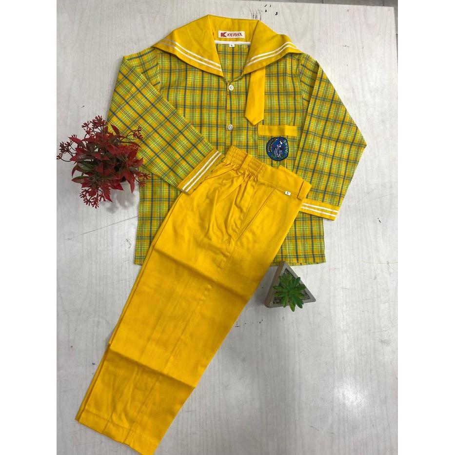 DISKON BAJU SERAGAM KOTAK KUNING UNTUK ANAK TK DAN PAUD Ready stok