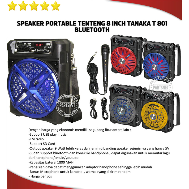 Speaker portable tenteng 8 inch Tanaka T 801 bluetooth