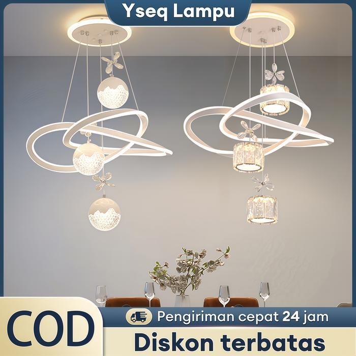 AWET Lampu Gantung LED Minimalis Kristal Lampu Gantung Minimalis Kristal Lampu Gantung Ruang Tamu